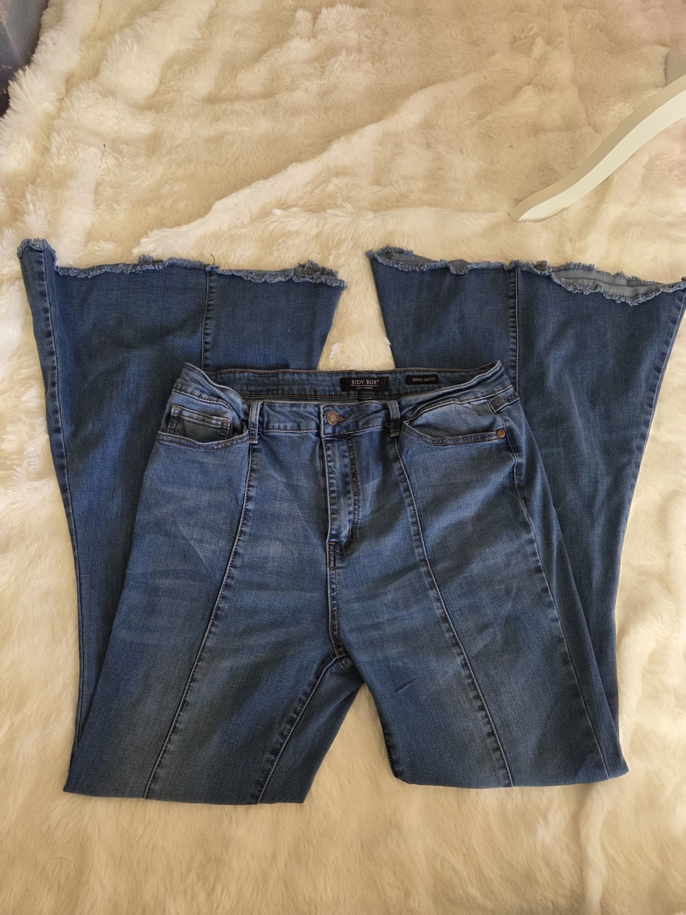 Y2K Judy Blue Super Flare Raw Hem Jeans